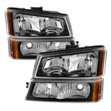 Xtune Chevy Silverado 2500HD 03-06 Crystal Headlights w/ Bumper Lights Black HD-JH-CSIL03-AM-BK-SET 5069801