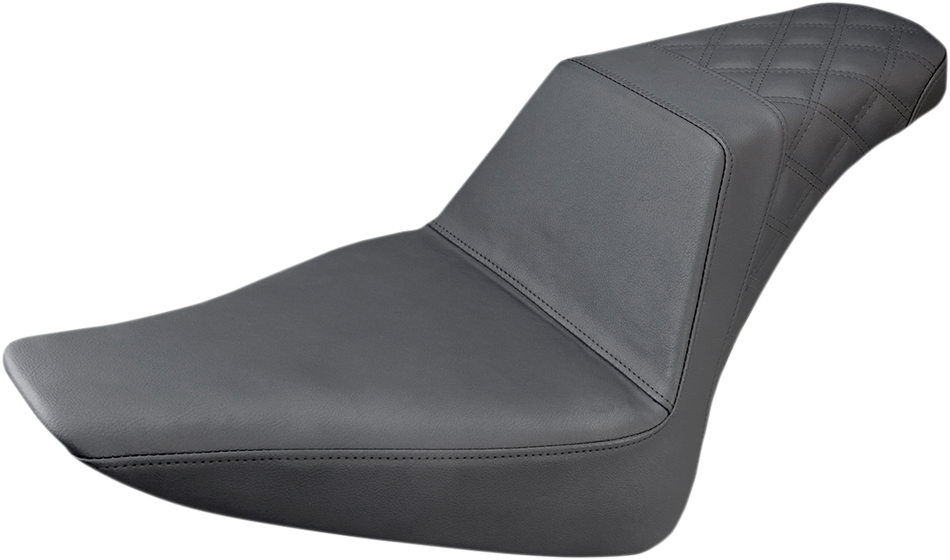 SADDLEMEN Step-Up Seat - Rear Lattice Stitch - Black - FLS 812-26-173