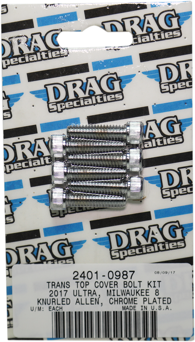 DRAG SPECIALTIES Transmission Top Knurled Bolt Kit - Chrome - M8 MK786