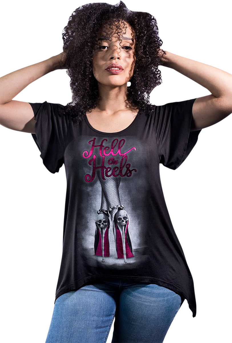 LETHAL THREAT Women's Hell on Heels T-Shirt - Black - Medium LA20528M