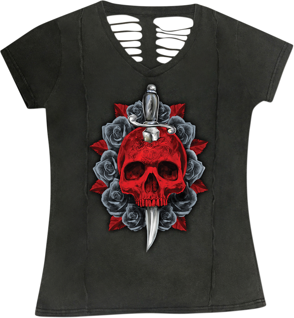 LETHAL THREAT Women's Dagger Skull T-Shirt - Gray - Small LA20707S