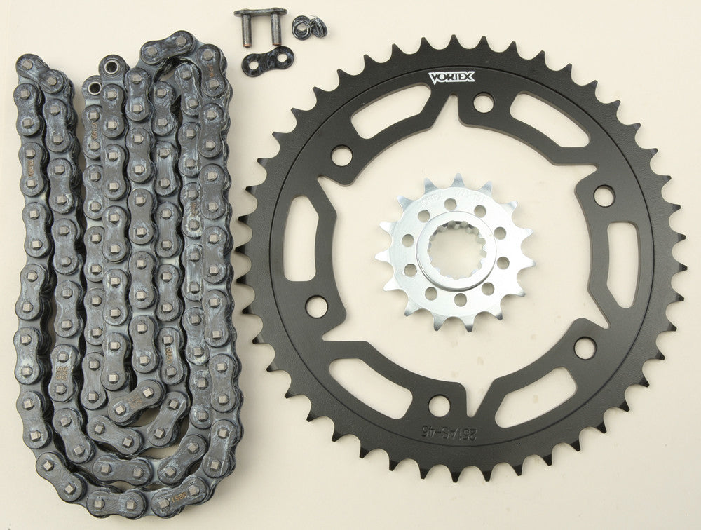 VORTEX Sprocket/Chain Kit Stl/Stl 15/45t Sil Sx3 520-112l Blk CK6345