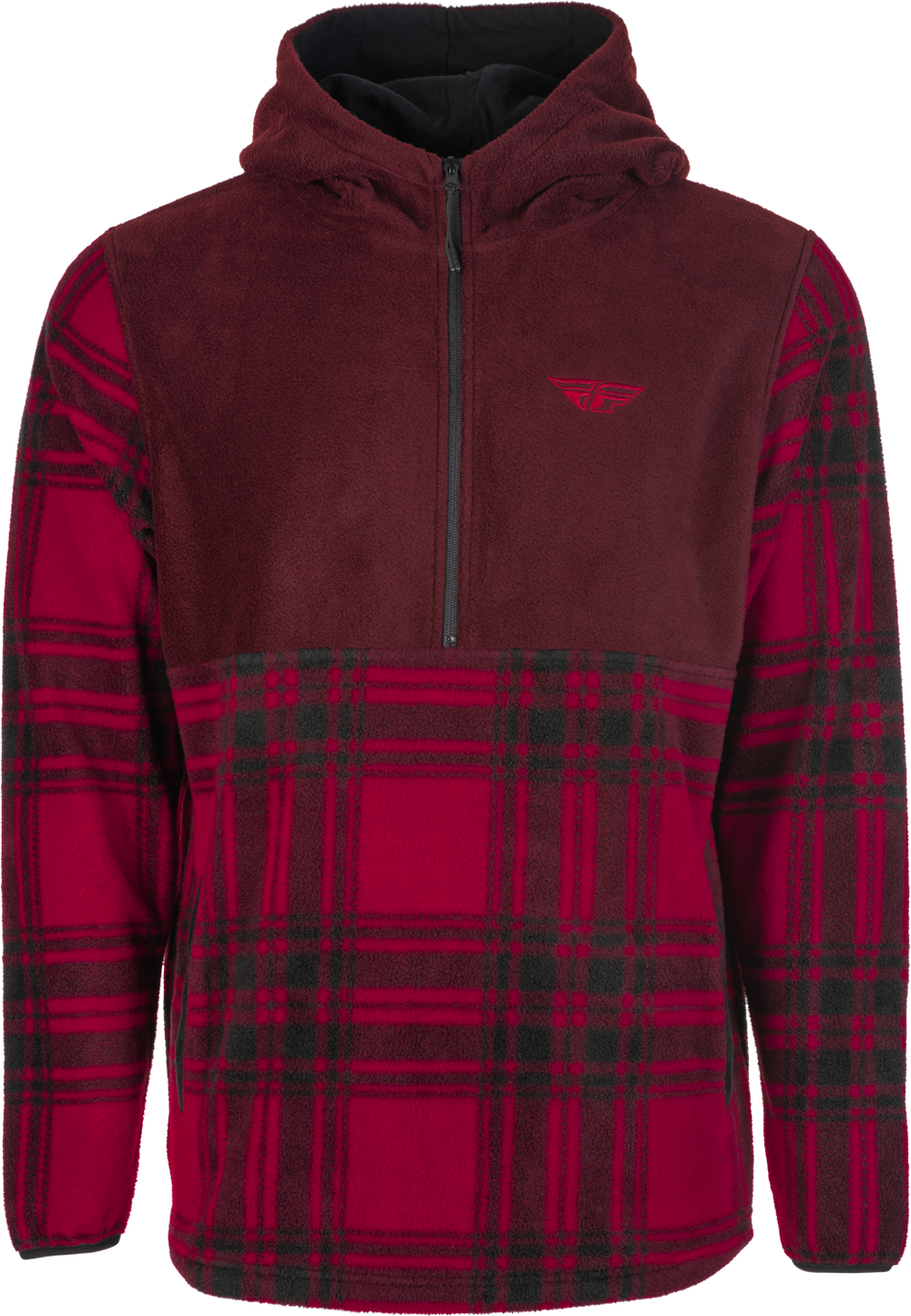 FLY RACING Fly Half Zip Pullover Hoodie Red Plaid 2x 354-00222X