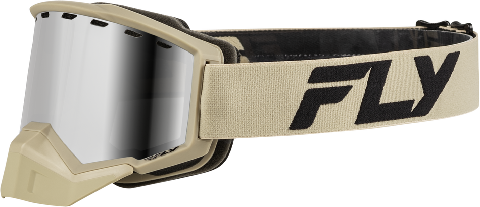 FLY RACING Focus Snow Goggle Khaki/Black W/ Silver Mirror/Smoke Lens