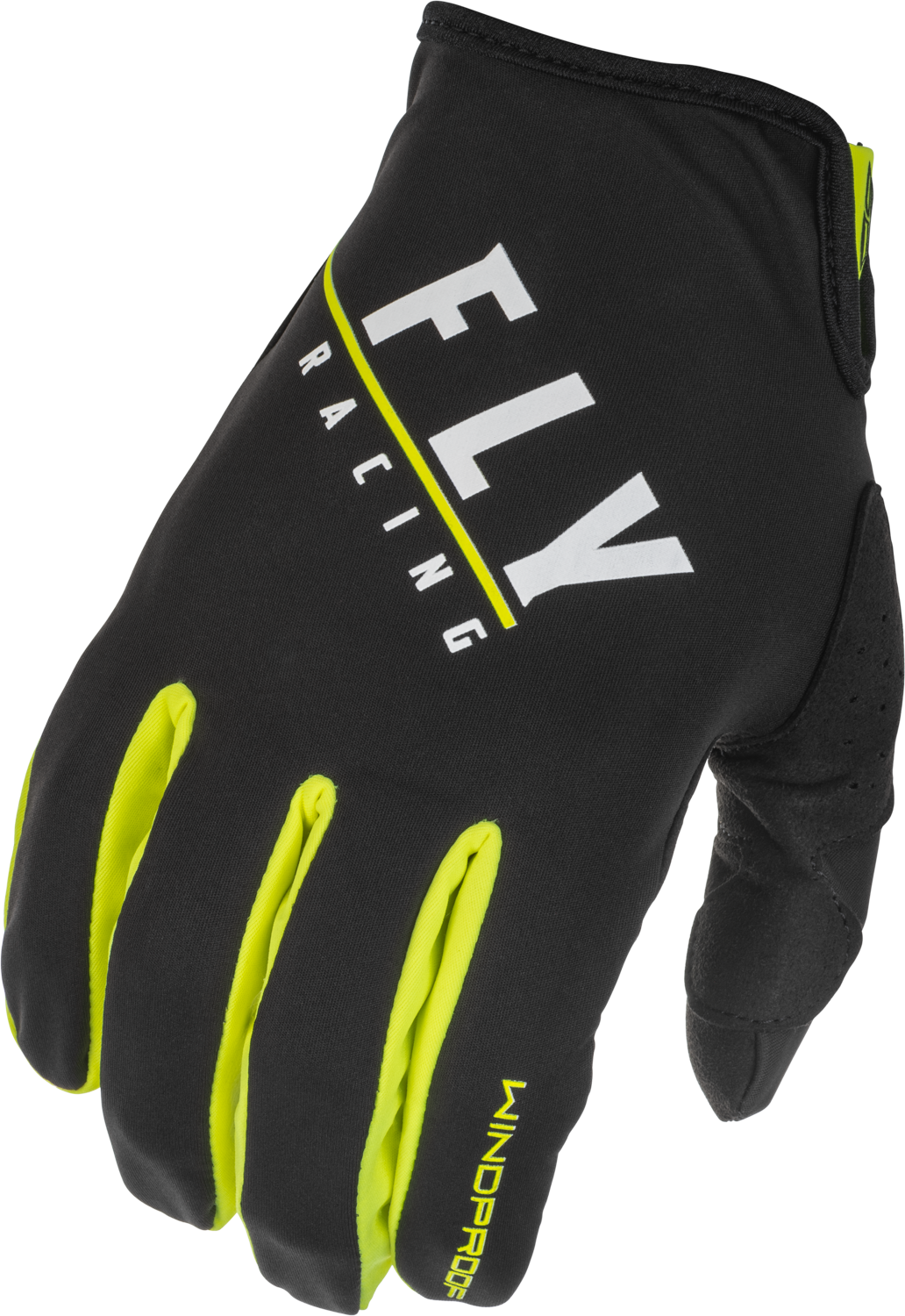 FLY RACING Youth Windproof Gloves Black/Hi-Vis Sz 06 371-14206