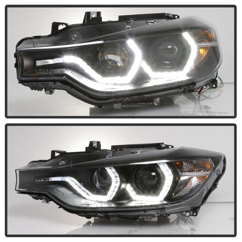 Spyder 12-14 BMW F30 3 Series 4DR Projector Headlights - LED DRL - Black (PRO-YD-BMWF3012-DRL-BK) 5084347