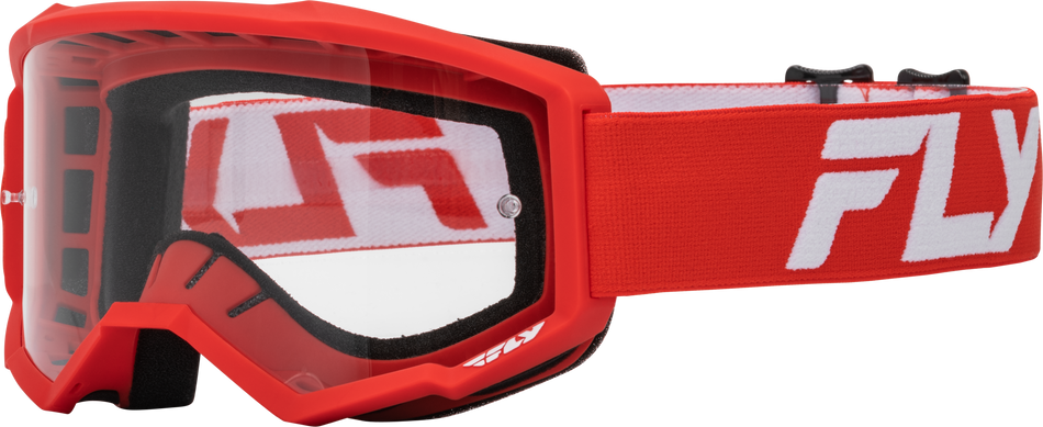 FLY RACING Focus Goggle Red/White W/ Clear Lens 37-51156