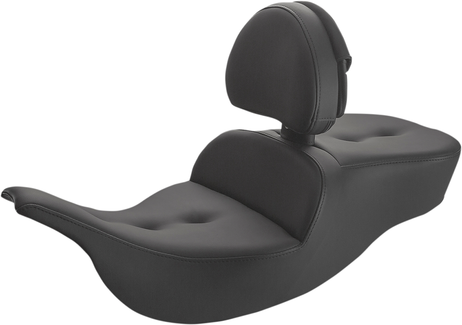 SADDLEMEN Roadsofa Pillow Top Seat - With Backrest - Black 897-07-181BR