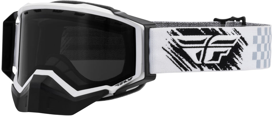 FLY RACING Zone Snow Goggle White/Black W/ Dark Smoke Lens FLB-052