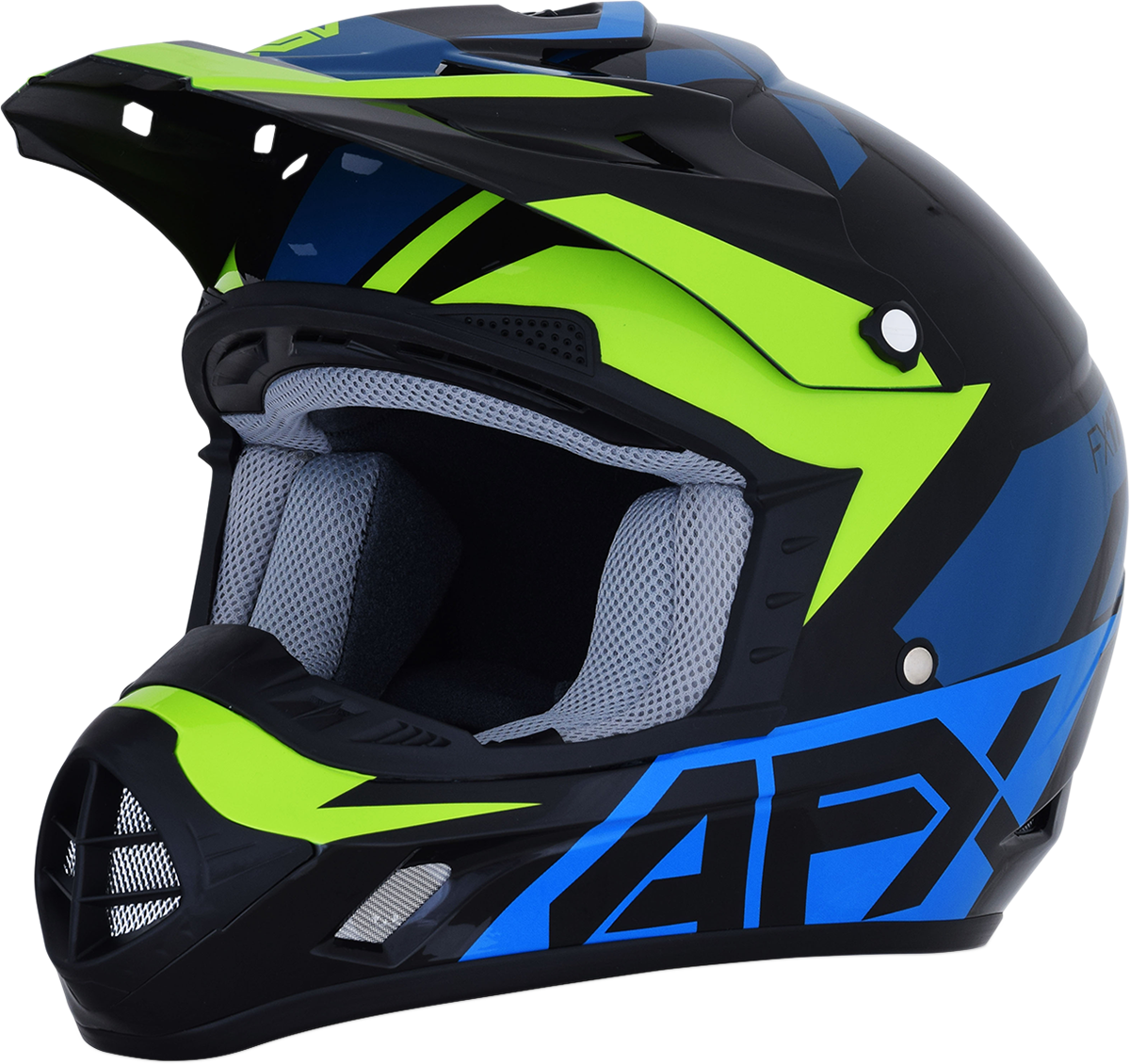 AFX FX-17 Helmet - Aced - Blue/Lime - Large 0110-6501