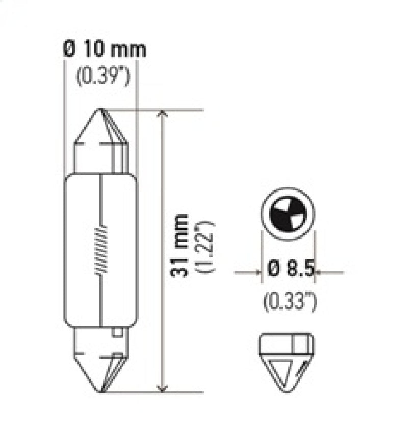 Hella Universal Clear 12V 10W 10x41mm T3.25 Bulb LA6411