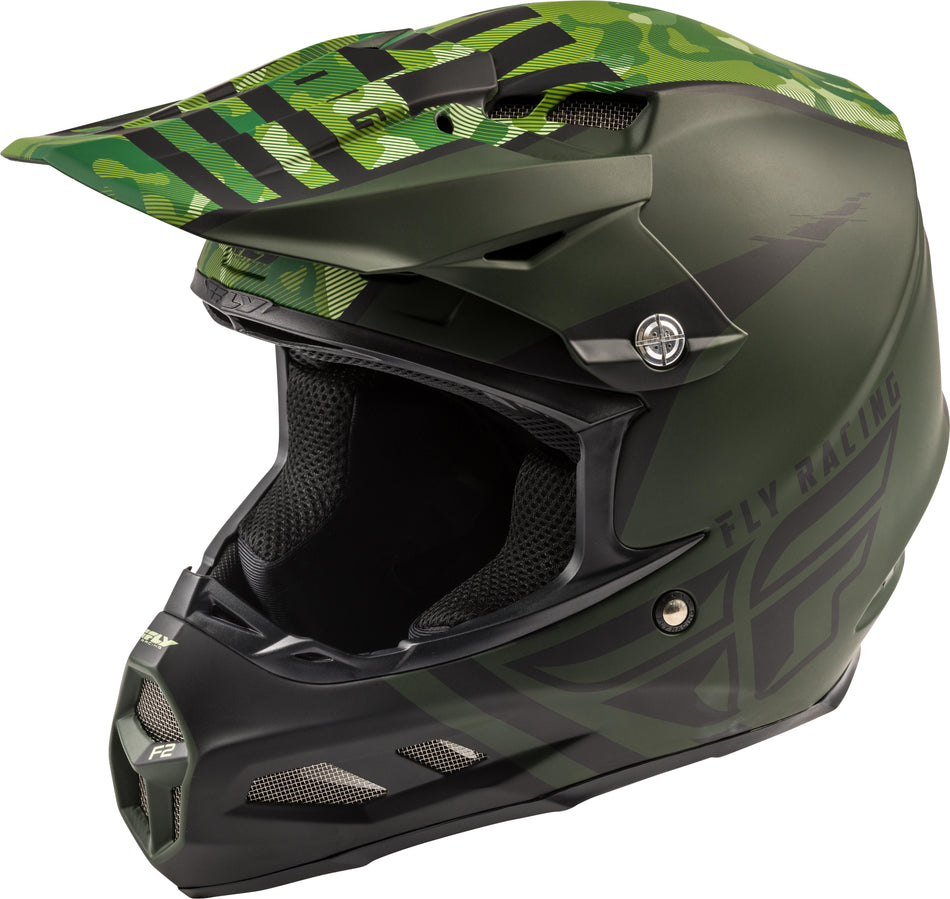 FLY RACING F2 Carbon Granite Helmet Dark Green/Black 2x FL06-13 2X