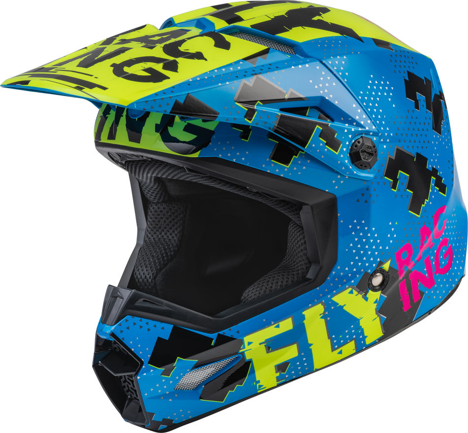 FLY RACING Youth Kinetic Scan Helmet Blue/Hi-Vis/Pink Yl F73-3492YL