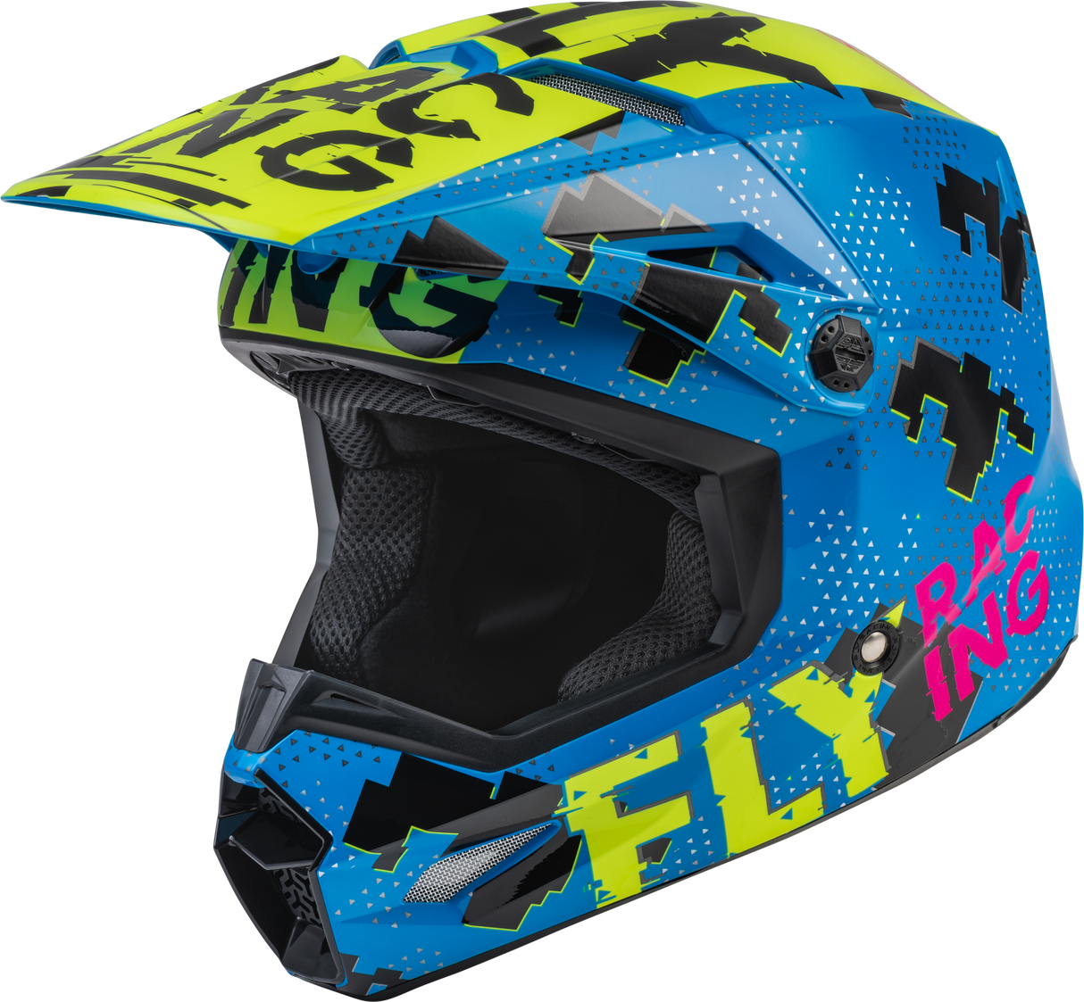 FLY RACING Youth Kinetic Scan Helmet Blue/Hi-Vis/Pink Ym F73-3492YM