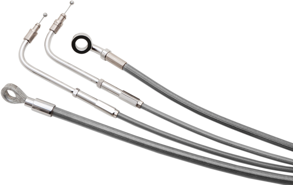 BURLY BRAND Handlebar Cable/Brake Line Kit - Complete - 14" Ape Hanger Handlebars - Stainless Steel B30-1152