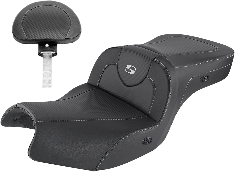 SADDLEMEN Heated Roadsofa Seat - Carbon Fiber - Includes Backrest - Black - Indian I20-06-185BRHCT