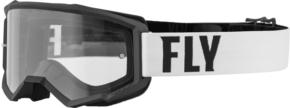 FLY RACING Focus Goggle White/Black W/ Clear Lens 37-51146