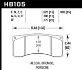 Hawk Brembo/Alcon DTC-60 Race Brake Pad Sets KHB105G.775