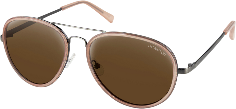 BOBSTER Goose Sunglasses - Gloss Clear Blush Gunmetal - Brown HD Silver Mirror BGSE102HD