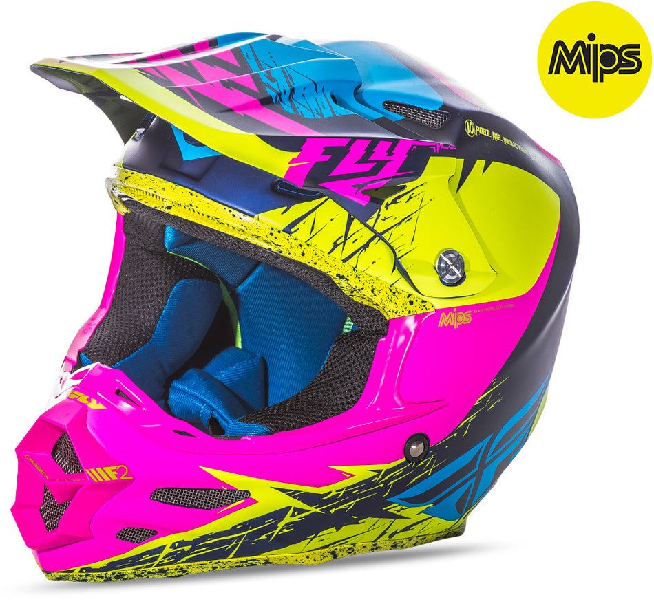 FLY RACING F2 Retrospec Helmet Matte Hi-Vis/Pink 2x 73-42292X