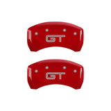 MGP 4 Caliper Covers Engraved Front Mustang Engraved Rear GT Red finish silver ch 10198SMGTRD