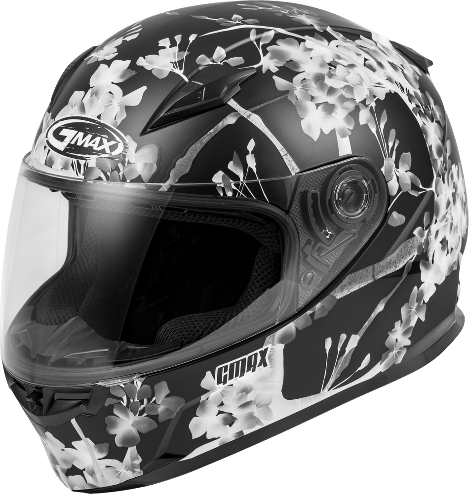 GMAX Ff-49 Full-Face Blossom Helmet Matte Black/White/Grey Lg F1496076
