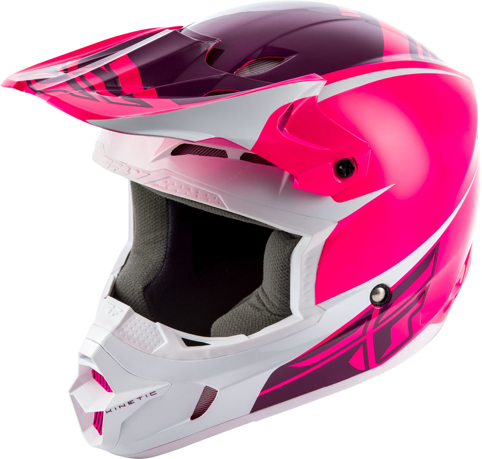 FLY RACING Kinetic Sharp Helmet Pink/White Ys 73-3409-1