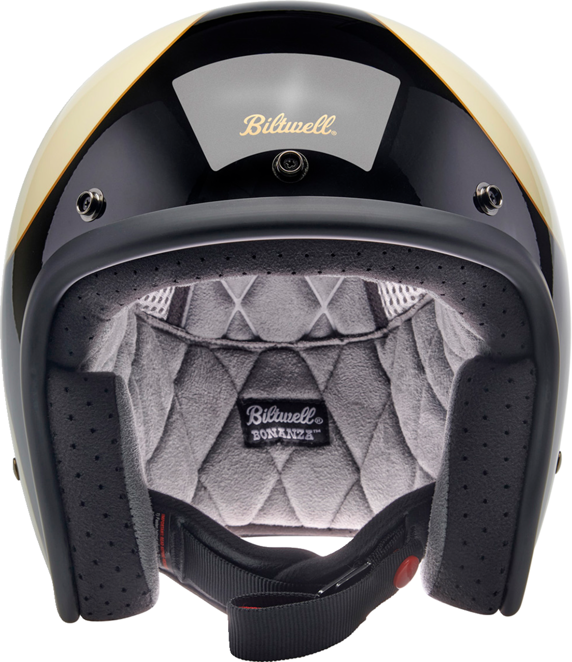 Casco BILTWELL Bonanza - Blanco vintage brillante/Negro festoneado - XS 1001-559-201 