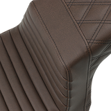 SADDLEMEN Step-Up Seat - Front Tuck-n-Roll/Rear Lattice Stitch - Brown 813-27-176BR