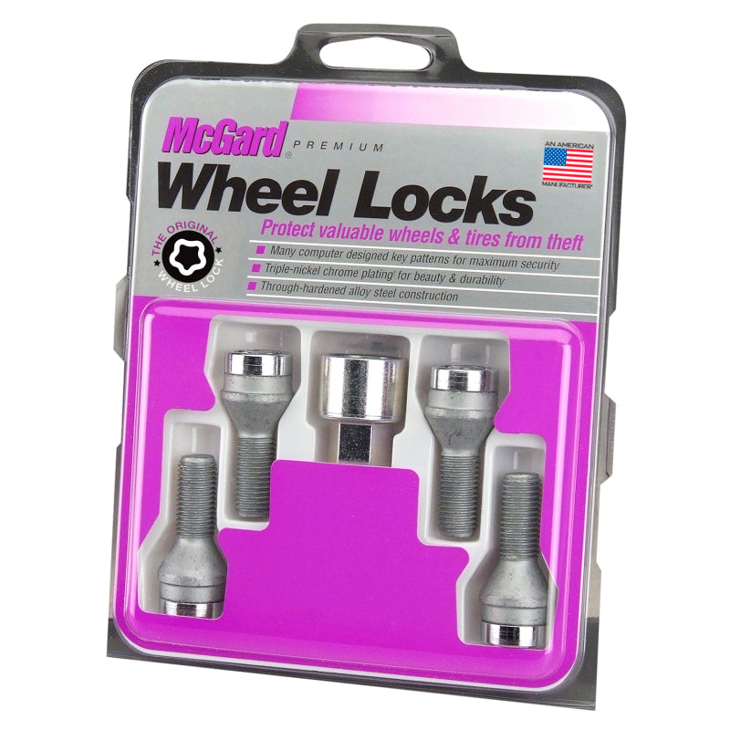 McGard Wheel Lock Bolt Set - 4pk. (Cone Seat) M12X1.25 / 19mm Hex / 25.6mm Shank Length - Chrome 27261