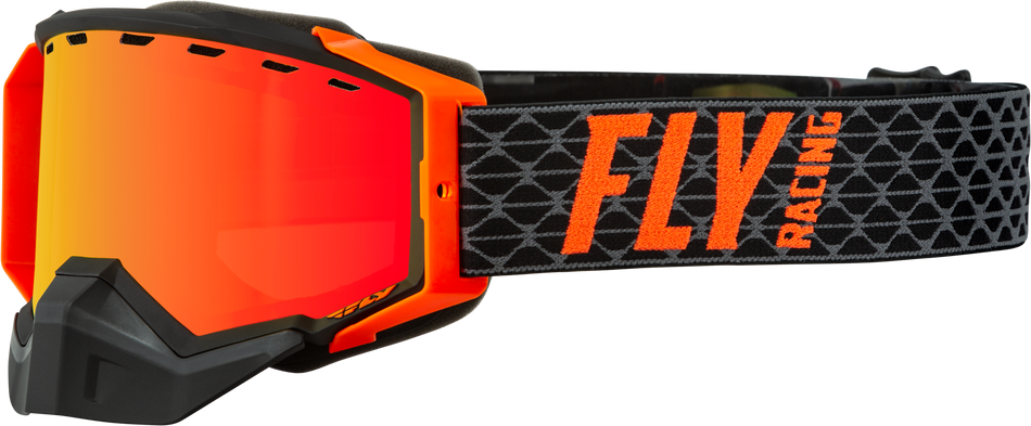FLY RACING Zone Snow Goggle Black/Orange W/ Red Mirror/Amber Lens 37-50264
