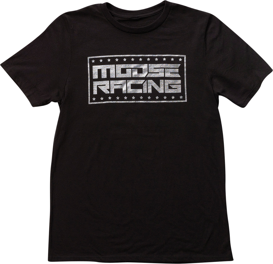 MOOSE RACING Camiseta juvenil con lentejuelas y estrellas - Negro/Plata - Pequeña 3032-3504 