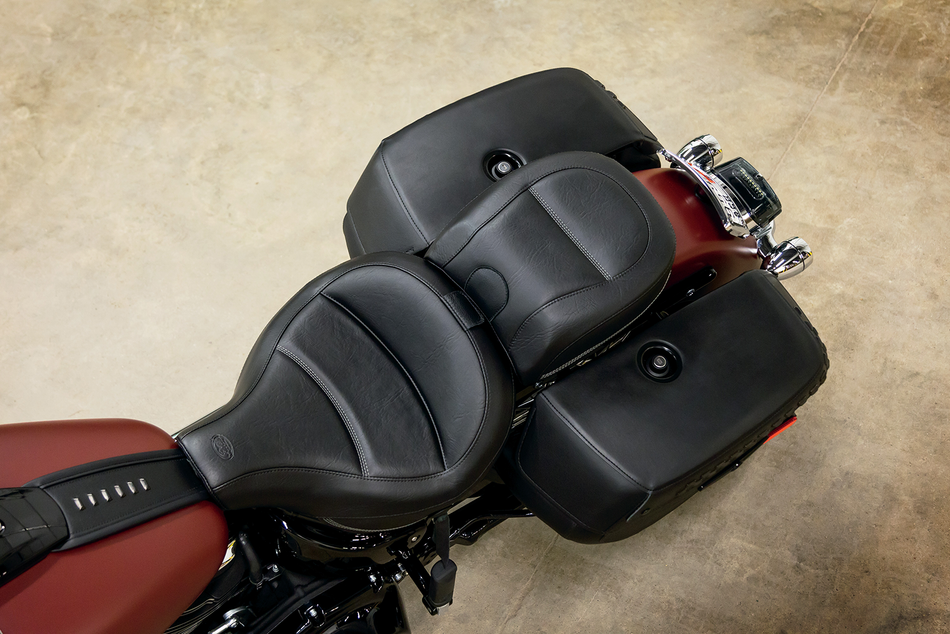 MUSTANG Max Profile Solo Touring Seat - with Driver Backrest - Black - Original - FLHC/FLDE 79330