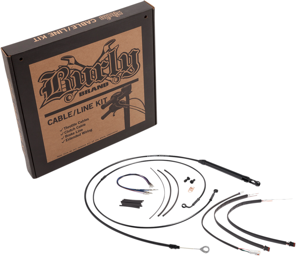 BURLY BRAND Cable Kit - Jail Bar - 14" Handlebars - Black Vinyl B30-1265