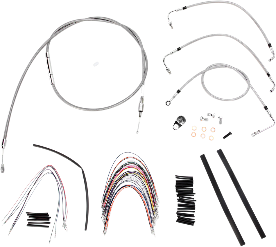 BURLY BRAND Handlebar Cable/Brake Line Kit - Complete - 18" Ape Hanger Handlebars - Stainless Steel B30-1093