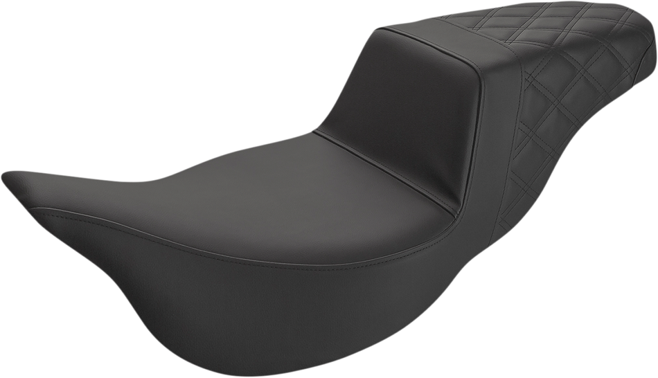 SADDLEMEN Step-Up Seat - Extended Reach - Rear Lattice Stitch - Black - FL '08-'23 808-07B-173E