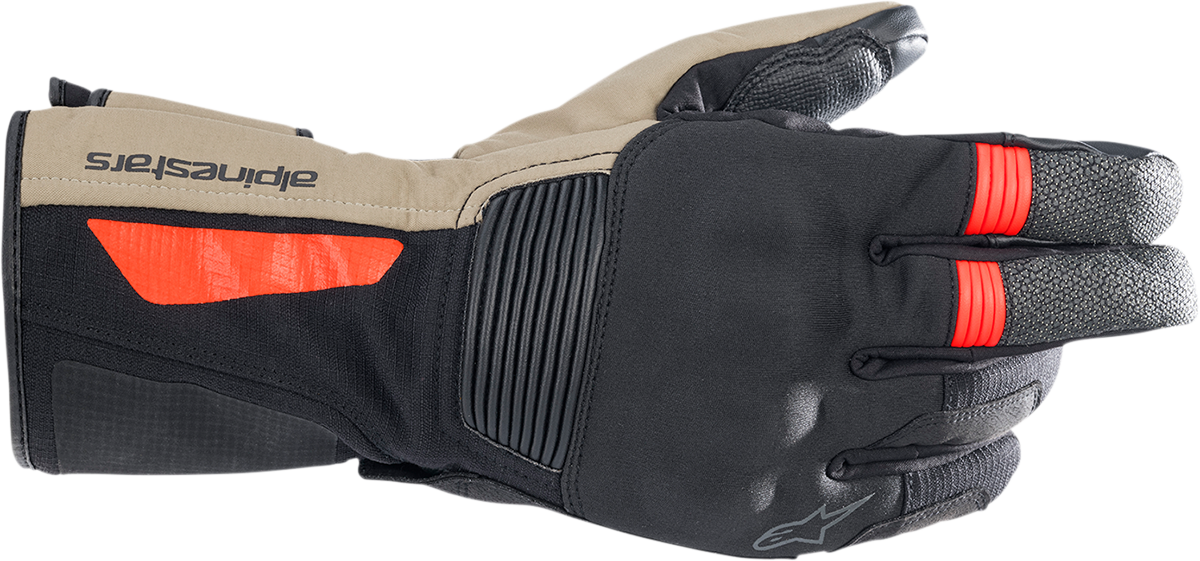 Guantes ALPINESTARS Denali Aerogel Drystar - Negro/Caqui oscuro/Rojo fluo - Mediano 3526922-1853-M 