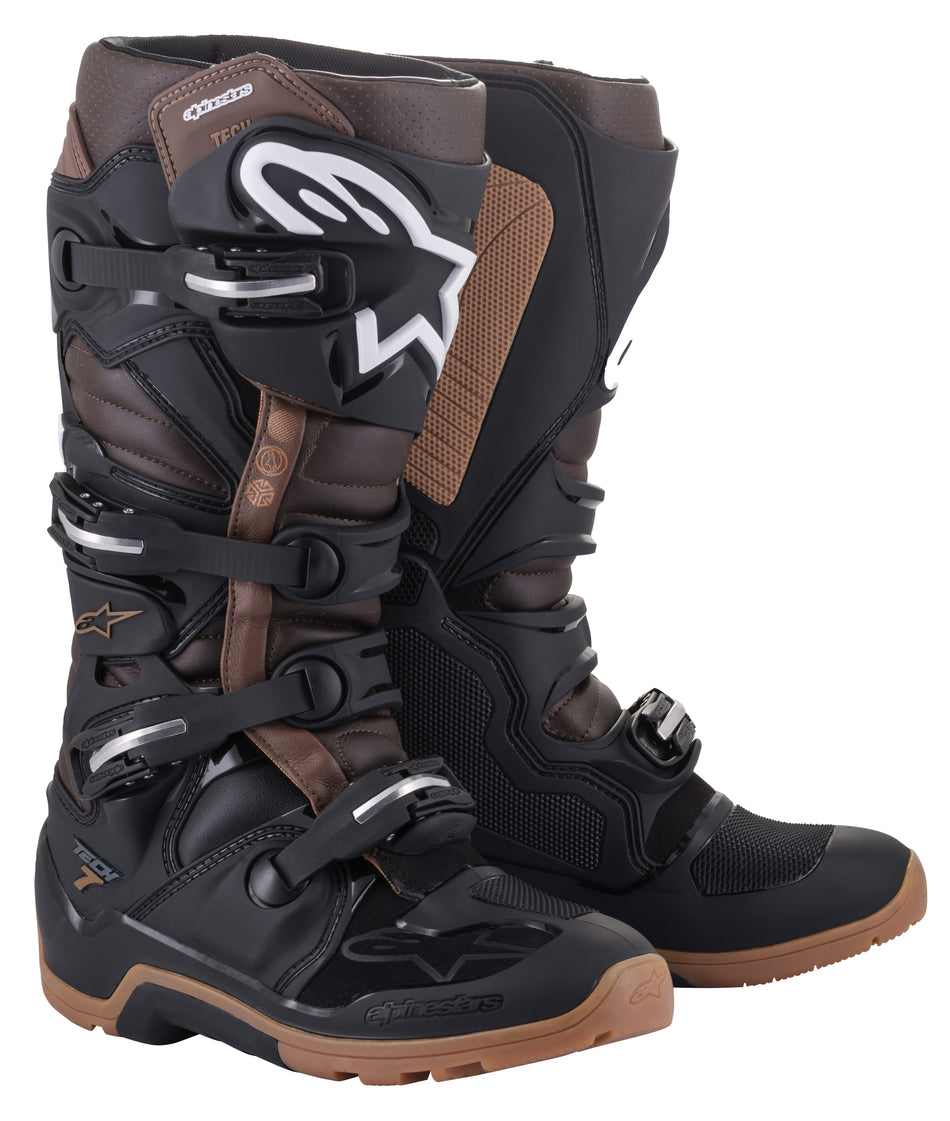 ALPINESTARS Tech 7 Enduro Boots Black/Dark Brown Sz 07 2012114-1089-7