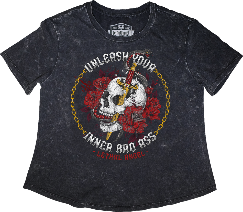 LETHAL THREAT Women's Unleashed Skull T-Shirt - Gray - 3XL LA70208-3X