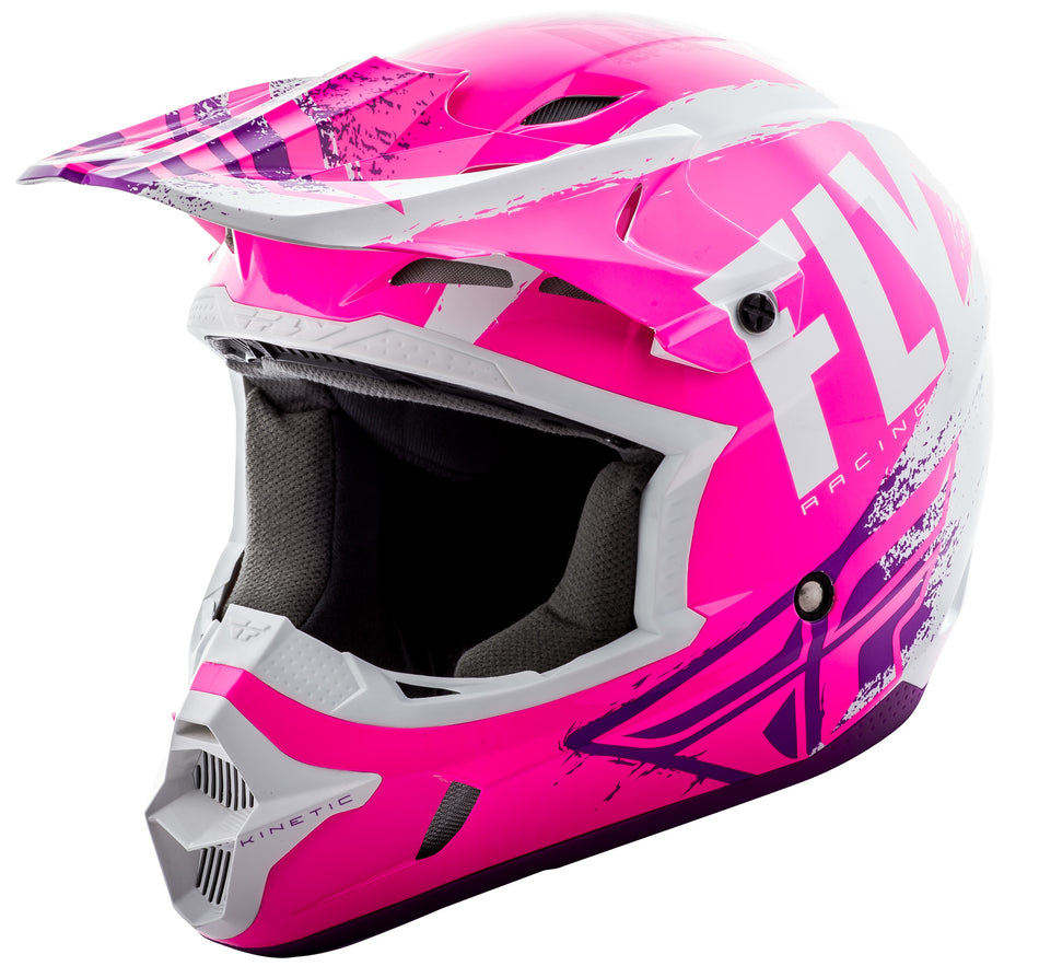 FLY RACING Kinetic Burnish Helmet Pink/White/Purple Ys 73-3399-1-YS