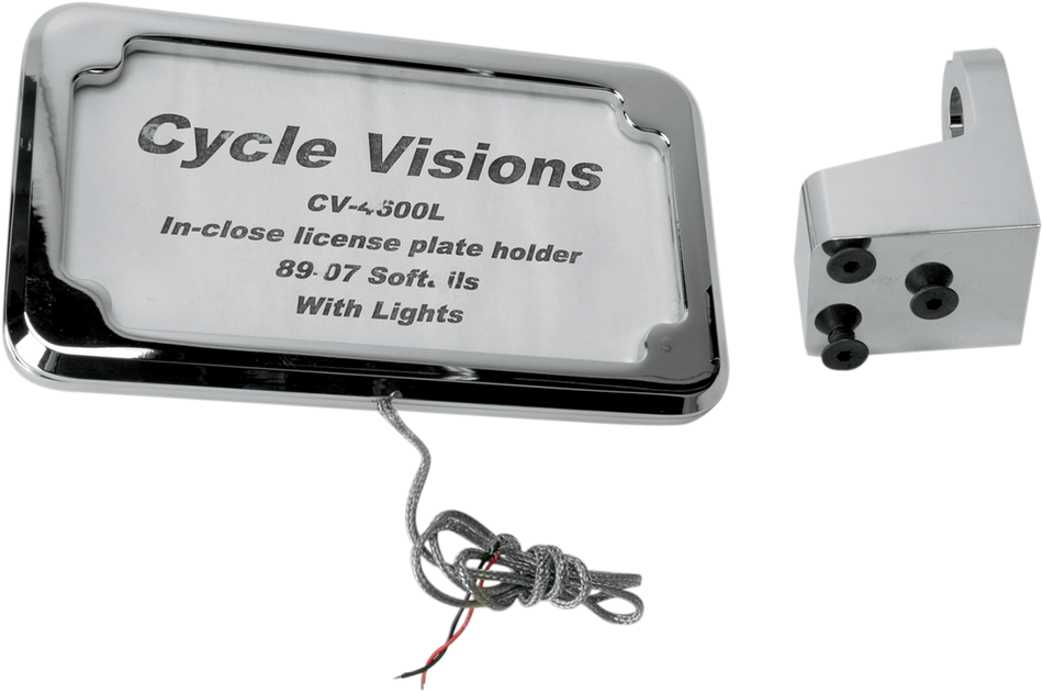 CYCLE VISIONS Vertical License Plate Mount with Light - '86-'07 ST - Chrome CV-4600L