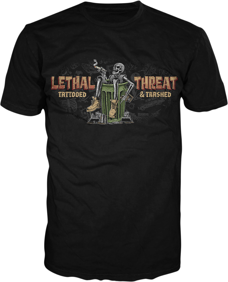 LETHAL THREAT Tattooed & Trashed T-Shirt - Black - XL LT20892XL
