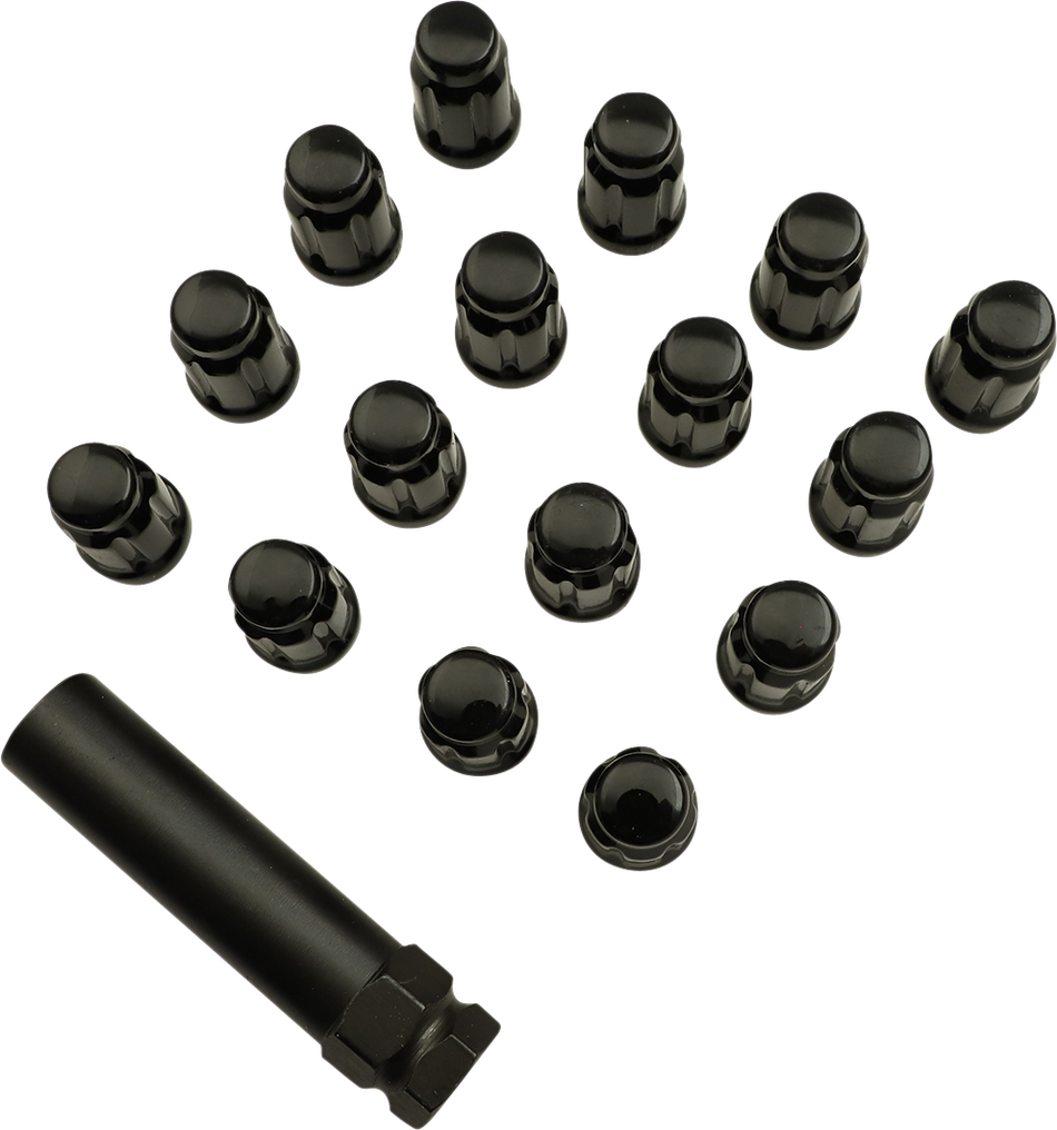 MOOSE UTILITY Lug Nut - Splined - 12 mm x 1.50 - Black - 16 Pack SPMO3807BL4