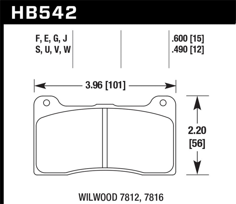 Hawk Wilwood 7816 12mm Caliper DTC-30 Rear Race Pads KHB542W.490