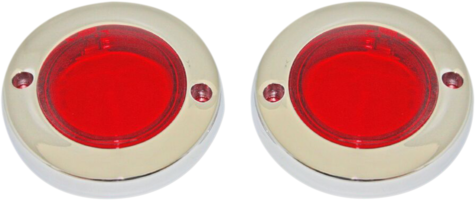 CUSTOM DYNAMICS ProBEAM® Flat Bezel Turn Signal Adapters - Chrome/Red PB-FLAT-BEZ-CR