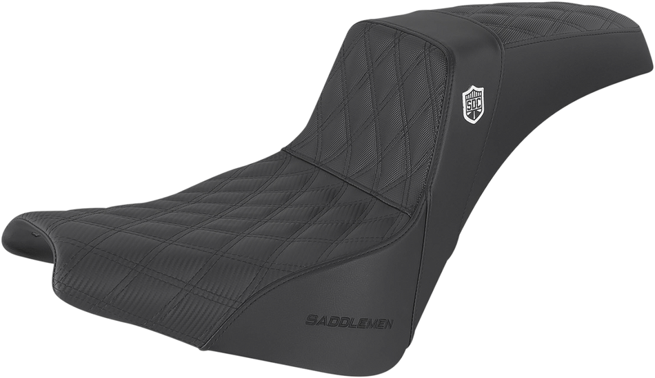 SADDLEMEN Seat - Pro Series SDC Performance Without Backrest - Full Lattice Stitch/Lumbar Gripper - Black SC81830DB