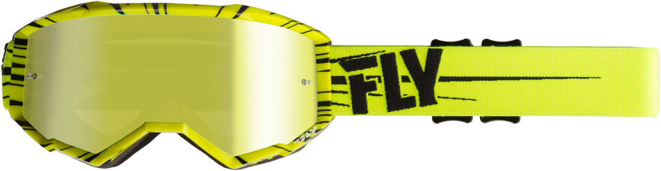 FLY RACING Zone Goggle Hi-Vis Yellow/ Blk W/Gold Mirror Lens W/Post FLA-016