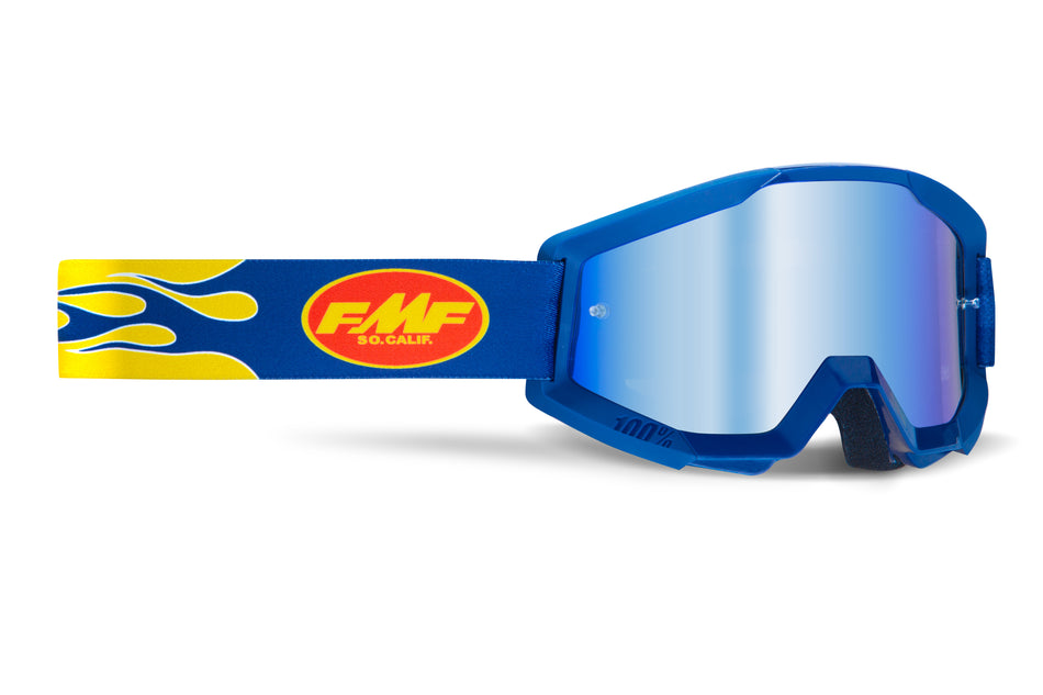 FMF VISION Powercore Goggle Flame Navy Mirror Blue Lens F-50051-00007