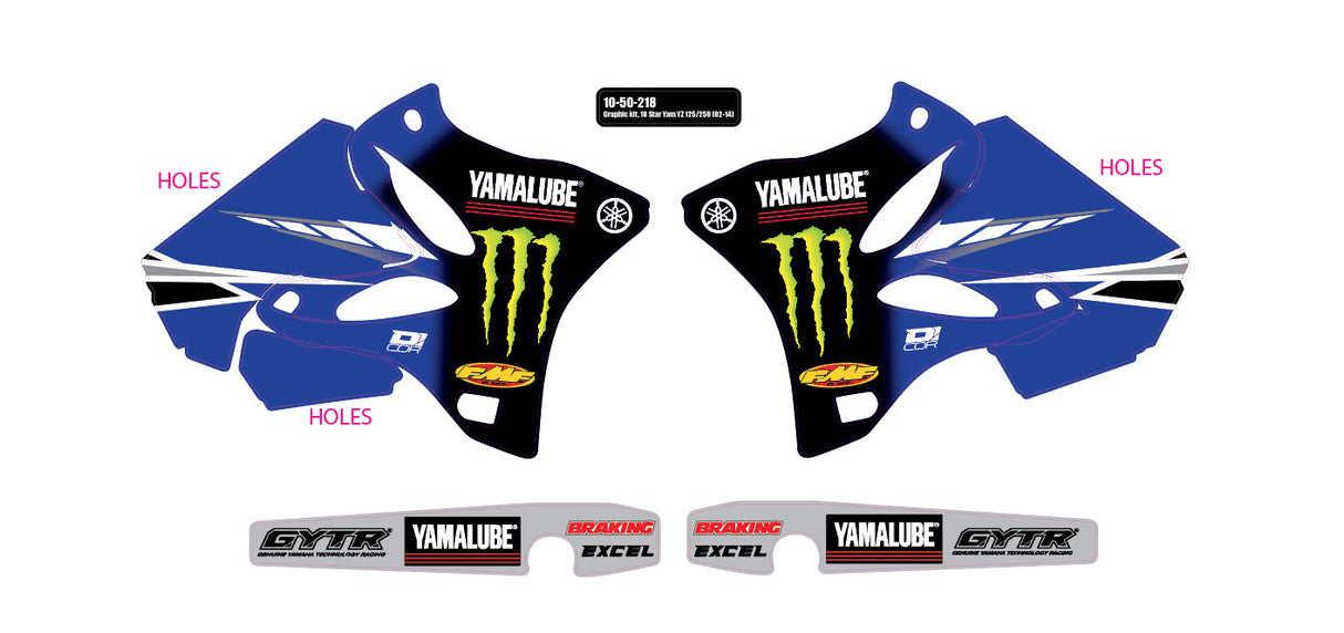 D-COR 2018 Star Yamaha Yz 125/250 '02-14 Graphic Kit 10-50-218