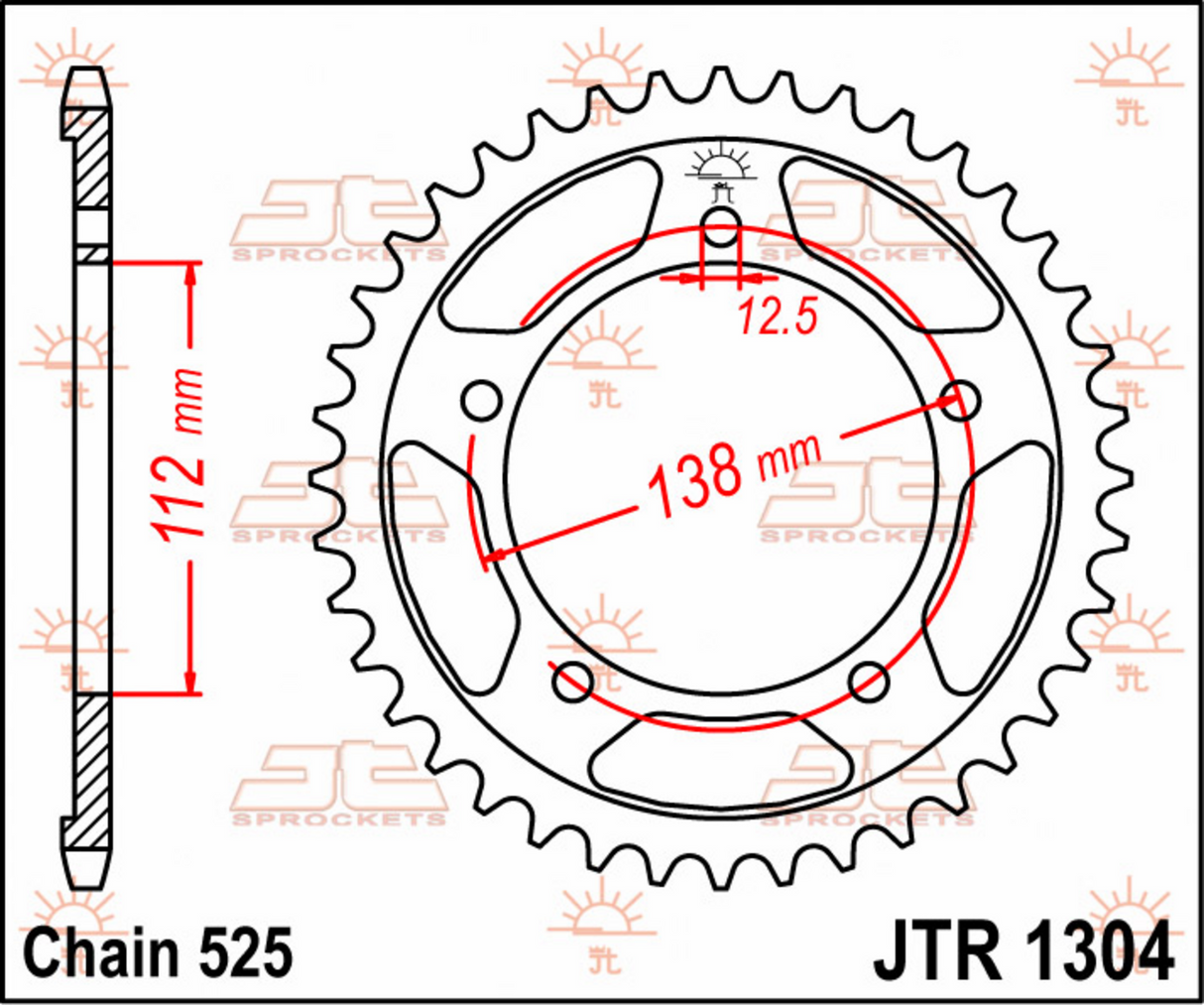 Piñón trasero JT SPROCKETS - 44 dientes - Honda JTR1304.44 